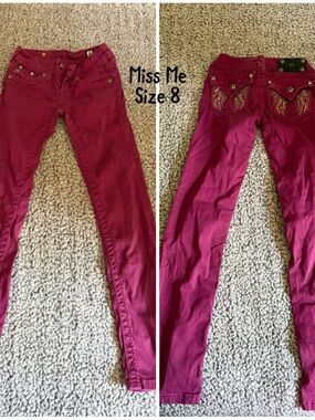 Miss Me Berry Fuchsia Embellished Skinny Jeans